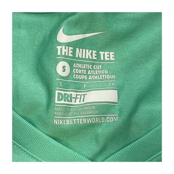 Nike Dri-Fit Top Womens Small Mint Athletic Cut V-Neck Short Sleeve Pullover Tee - Picture 2 of 6
